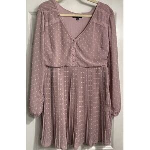 Lulu's Chiffon Dress Sz Large Light Pink Pleated Skirt‎ Lightweight Dainty